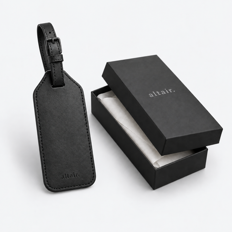 Altair Leather Luggage Tag · Black